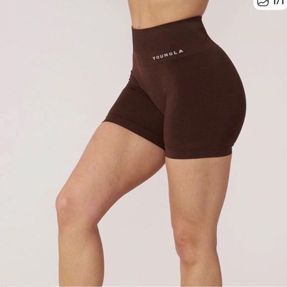 YoungLA Women's Chocolate Athletic Shorts - Picture 2 of 4